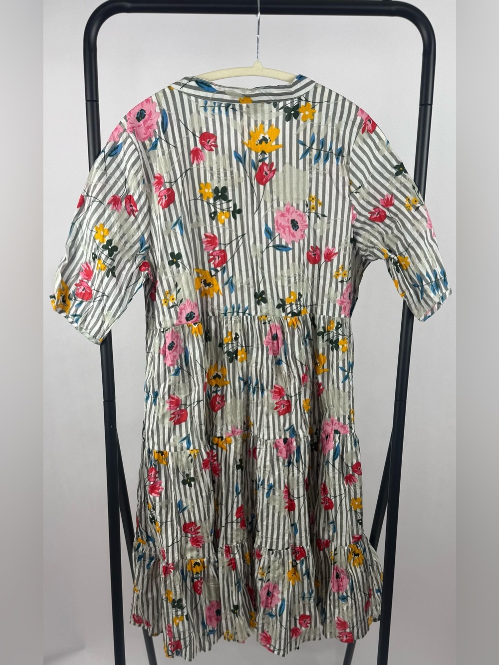 Dress Addict July 612 Floral Stripe Organic Cotton Babydoll Dress NWT Sz S - Picture 5 of 7